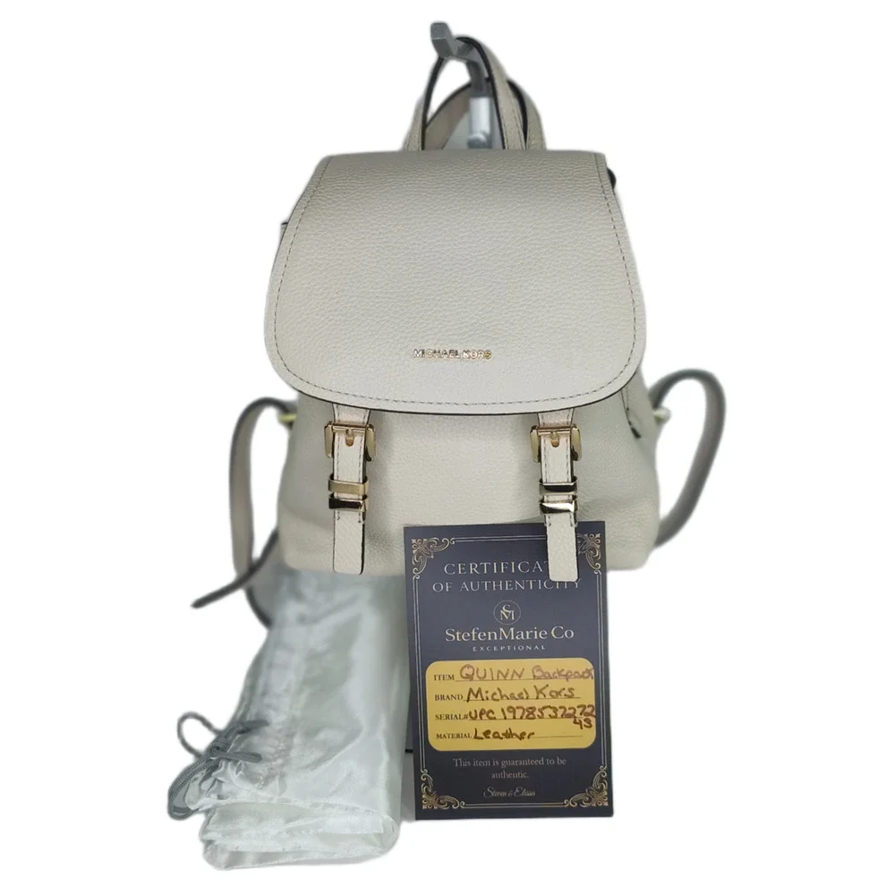Michael Kors Quinn Leather Flap Backpack - Light Cream/Ivory - NWT